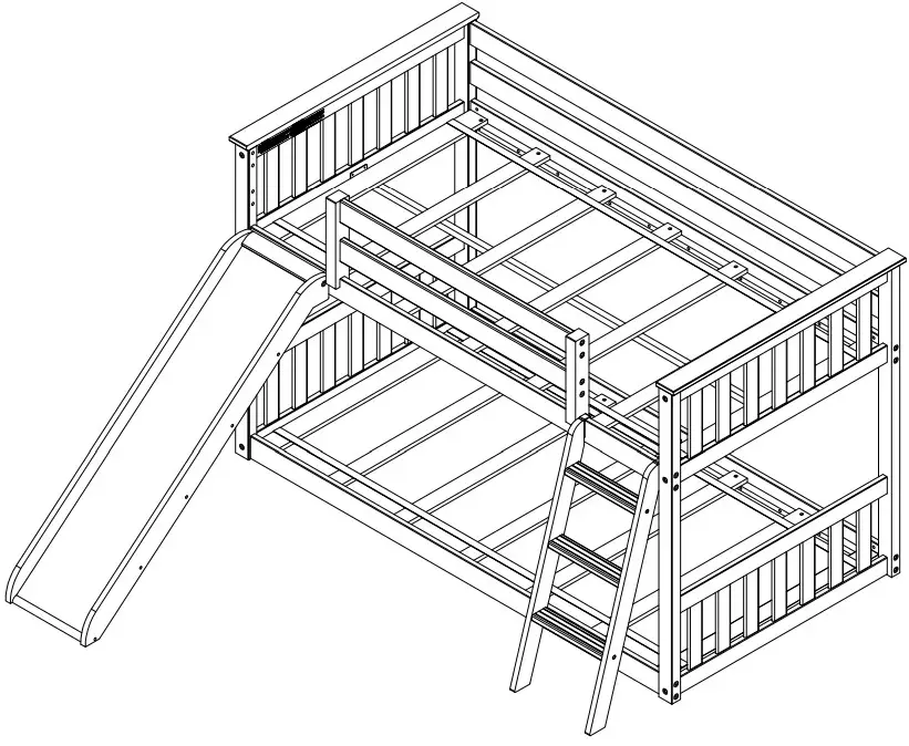 Maxwood WML30039 Max and Lily Twin Over Twin Low Bunk with Slide and Ladder