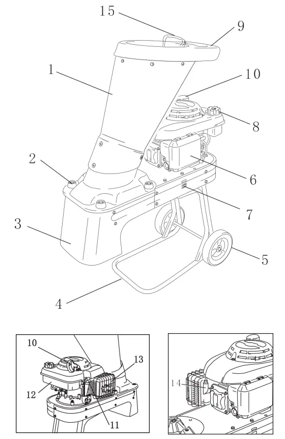 Metalcraft 159CC Petrol Chipper Shredder - Fig 1