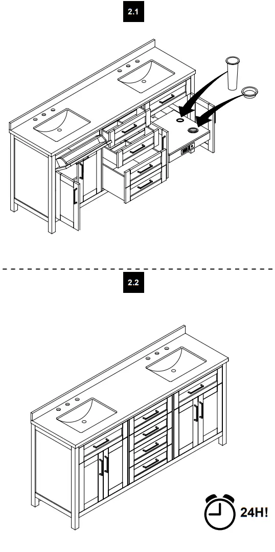 Miseno MV-TAHB60-15VKC-059FY Tahoe 60 Inch Free Standing - INSTALLATION 1