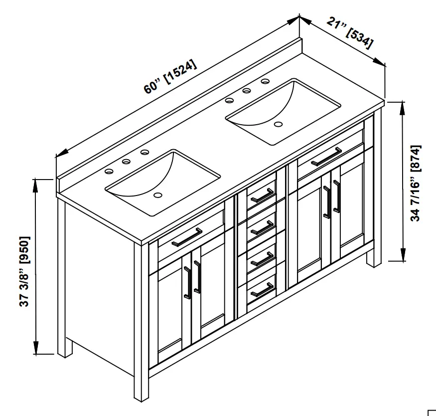 Miseno MV-TAHB60-15VKC-059FY Tahoe 60 Inch Free Standing