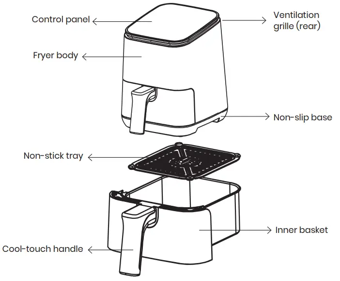 NEWLUX Air Power V20 Airfryer - PARTS AND ACCESORIES