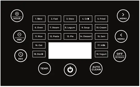 NEWLUX SmartChef Digital V100 5L Multifunction Kitchen Robot - CONTROL PANEL