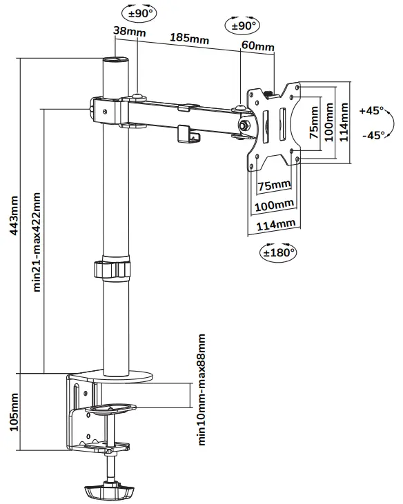 Neomounts FPMA D540BLACK Monitor Desk Mount -