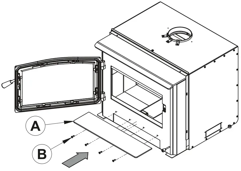 OSBURN 3500 Wood Insert - BLOWER AND ASH LIP INSTALLATION