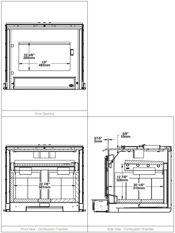 OSBURN 3500 Wood Insert - Dimensions 2