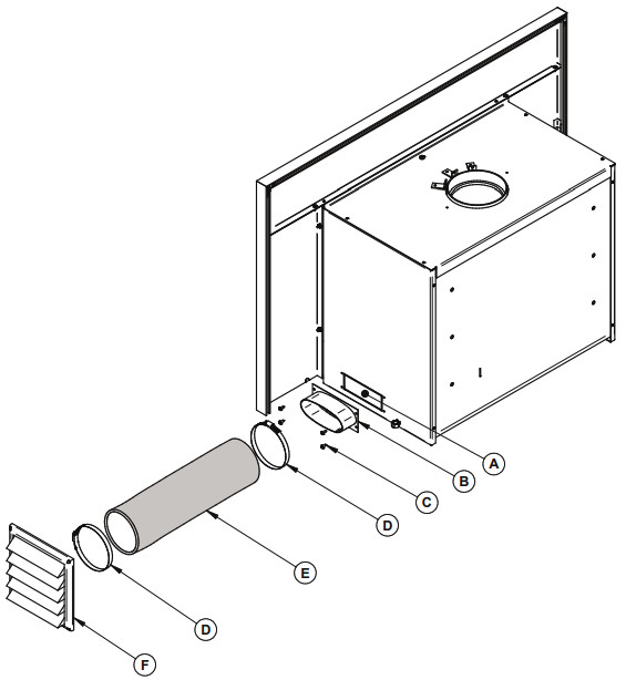 OSBURN 3500 Wood Insert - outside air intake