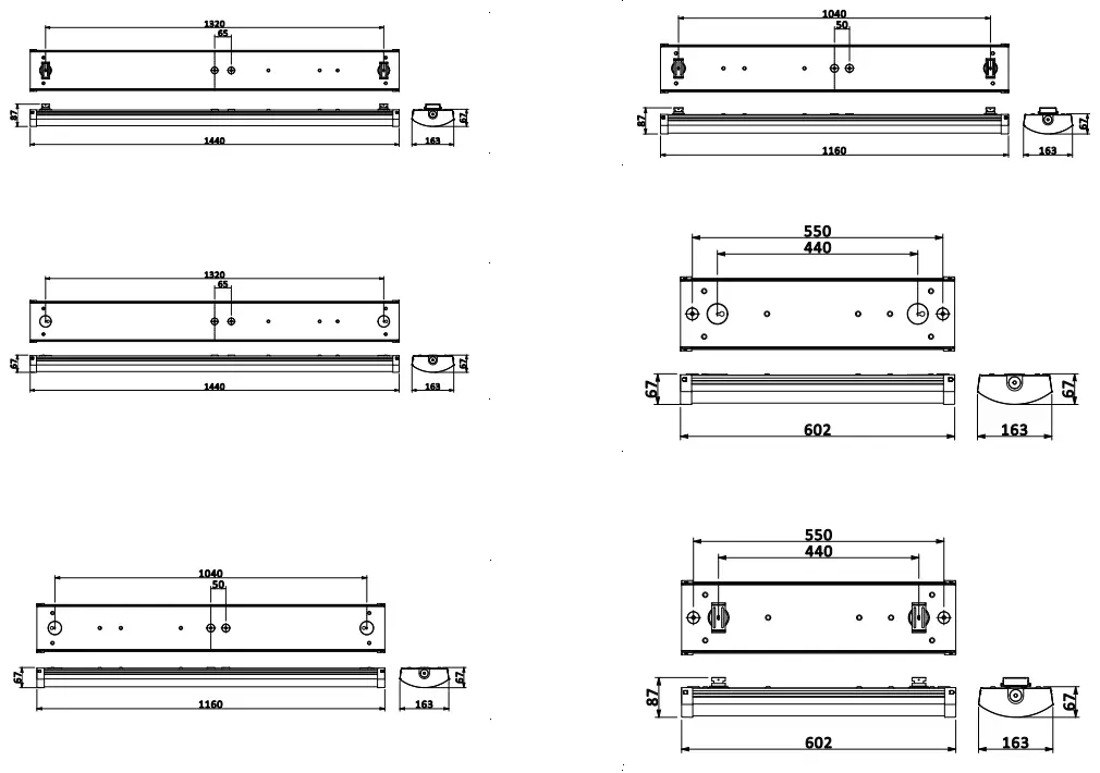 PHILIPS SM155C L600 RTP CoreLine Fastset Wall Mounted Light - Dimensional drawing