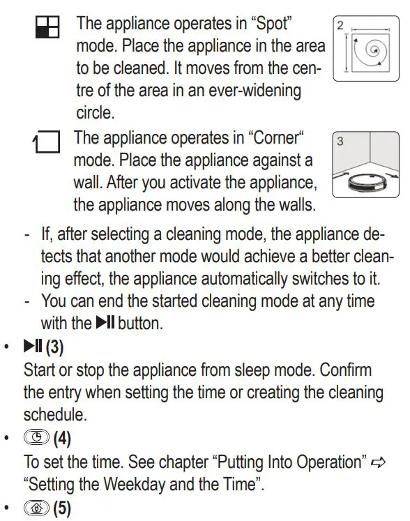 PROFI CARE PC-BSR 3108 Robot Vacuum Cleaner Wiping Function Instruction Manual - Buttons on the Remote Control