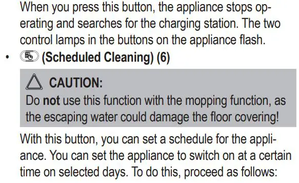 PROFI CARE PC-BSR 3108 Robot Vacuum Cleaner Wiping Function Instruction Manual - Buttons on the Remote Control 3
