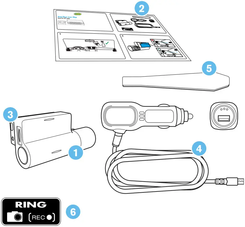 RING RSDC4000 1440p Smart Dash Camera with Auto Start Stop - PACKAGE CONTENTS