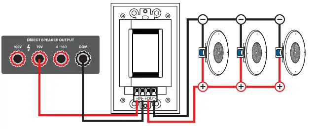 ROCKVILLE VOL70 Series 200w 70v Stainless Wall Volume Control Zone Controller Box - Wiring 2