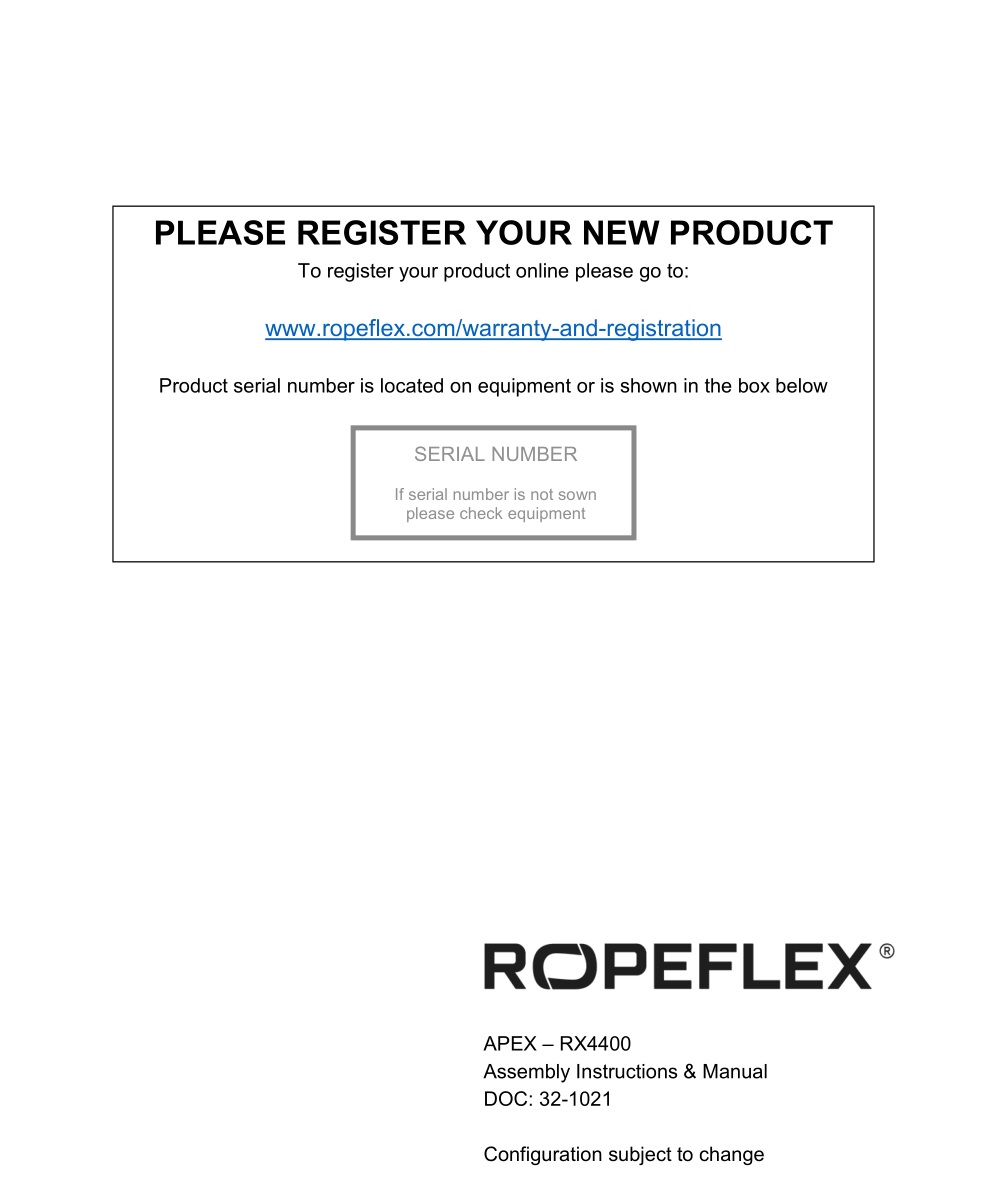 ROPEFLEX RX4400 Spartan Climb Tread Climbing Machine Instruction Manual