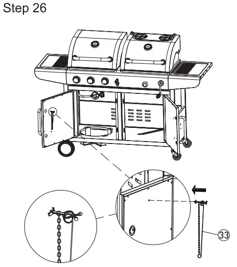 Royal Gourmet ZH3002SC 3 Burner 25,500 BTU Dual Fuel Propane and Charcoal Combo with Protected Grill Cover - parts27