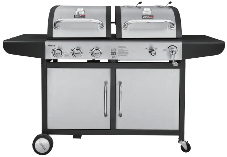 Royal Gourmet ZH3002SC 3 Burner 25,500 BTU Dual Fuel Propane and Charcoal Combo with Protected Grill Cover