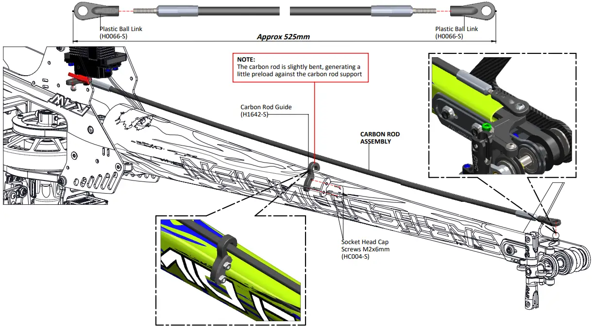 SAB H1630-S Carbon Tail Boom Conversion Kit - TAIL BOOM ASSEMBLY 4
