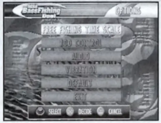 SEGA PS2 Bass Fishing Duel - ANGE OPTIONS