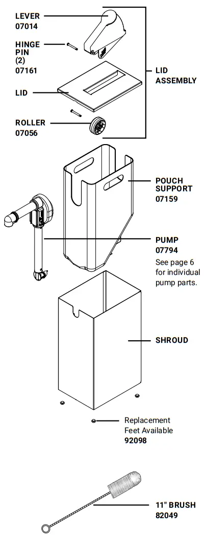 SERVER ESSENTIALS SE SS Server Express Pump Pouched Condiment Dispenser - SERVER1