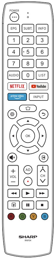 SHARP 2T C32EF2X LED Backlight TV - Remote Control
