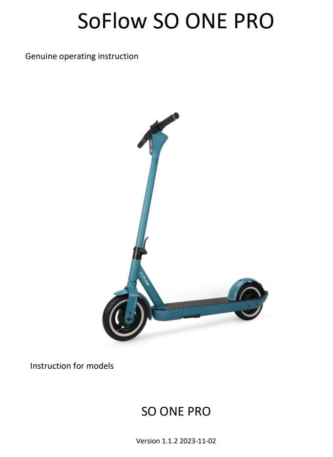 SOFLOW SO ONE PRO Electric Scooter User Manual