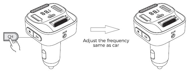 SOOMFON BT023 Bluetooth 5.0 FM Transmitter User Manual - Adjust the product into the same frequency