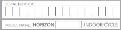 SPORT-TEC 5.0IC Horizon Indoor Cycle - ENTER YOUR SERIAL NUMBER IN THE BOX