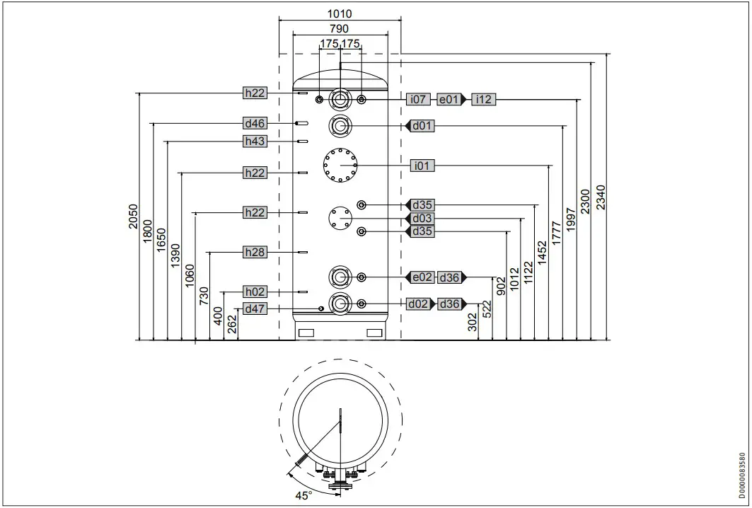 STIEBEL ELTRON SBP 1000-1500 E Buffer Cylinder - Dimensions 2