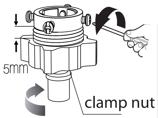 Loosen clamp nut
and
four bolt