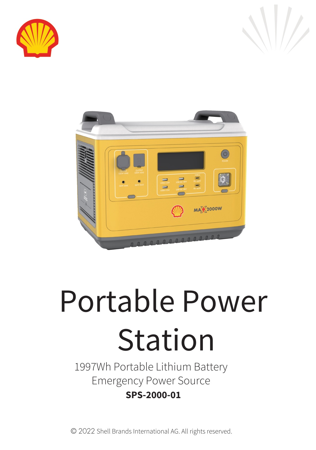 Shell SPS-2000-01 2000W Portable Power Station User Guide