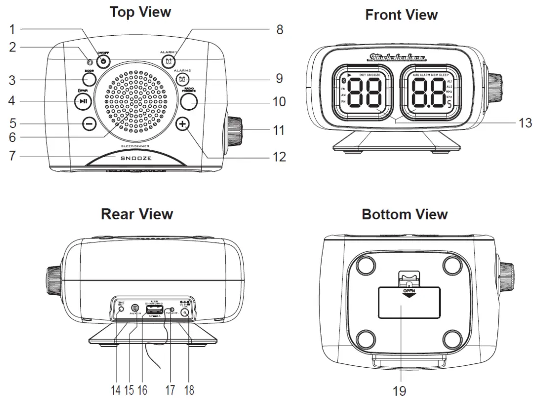 Studehaker 6361442 Digital Bluetooth Am Fm Alarm Clock Radio - LOCATION