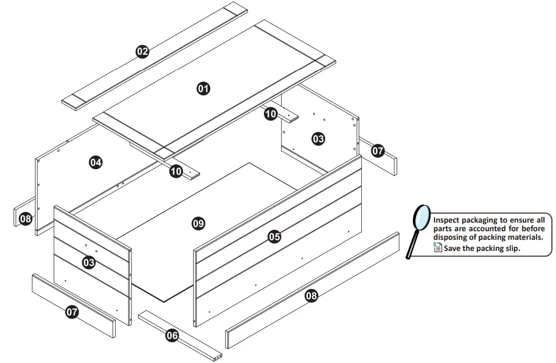 Sunnydaze DECOR AGR-386 Gray Wood Storage Trunk - COMPONENTS