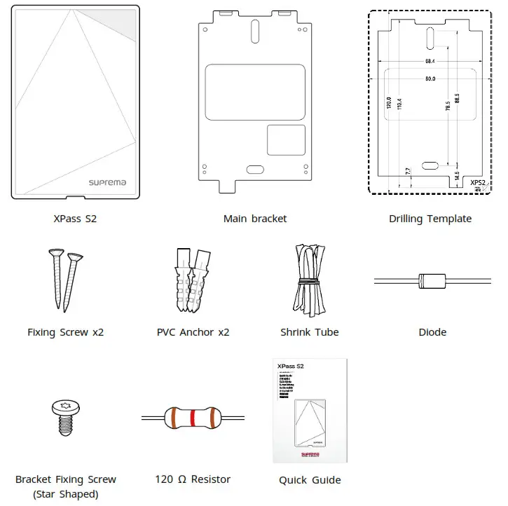 Suprema XPass S2 Access Reader - Components