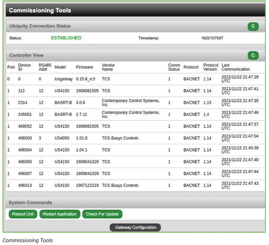 TCS QD3041 BACnet Building Manager - Commissioning Tools