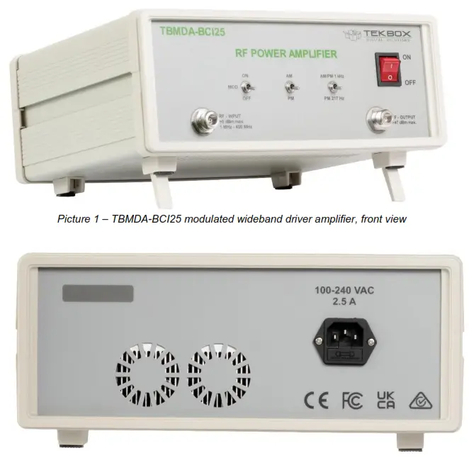 TEKBOX TBMDA-BCI25 Modulated Wideband Power Amplifier - Figure1