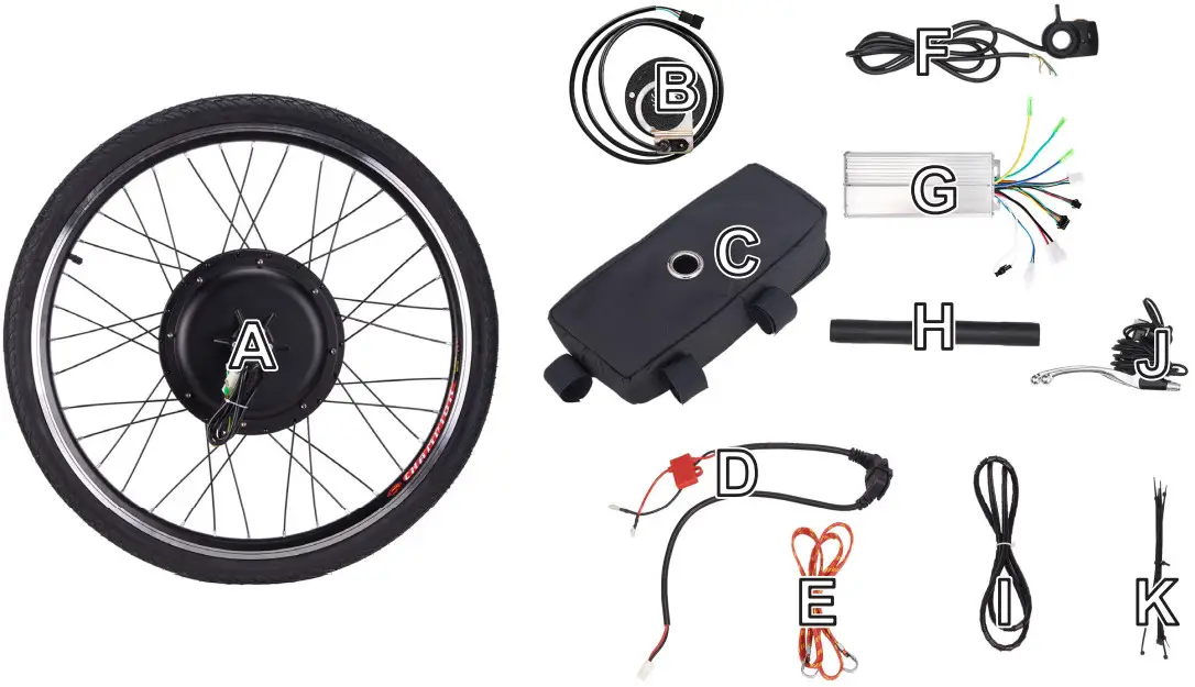 TERRADISE EBK-N101-FT 26 Inch 1000W Electric Bikes Conversion Kit - Package List