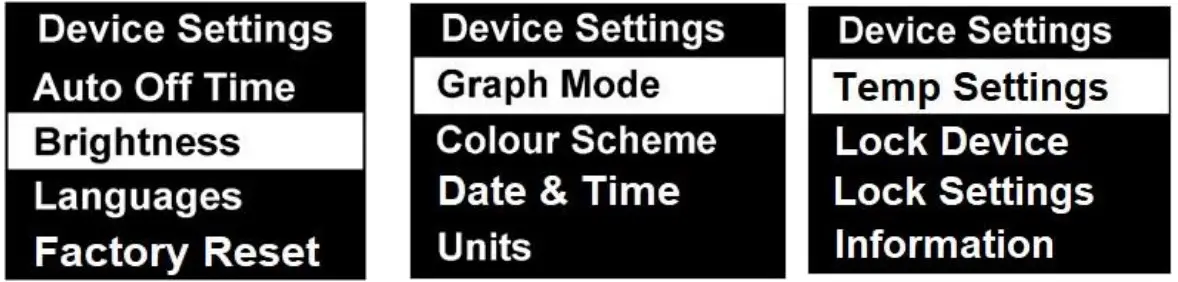 TPI 9085 Smart Vibration Analyser - Device Settings