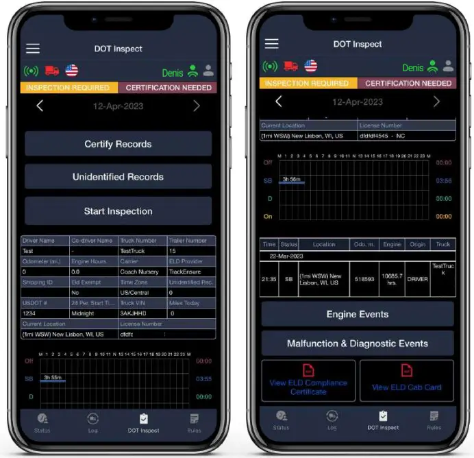 TRACKENSURE iOS ELD Application - DOT INSPECT