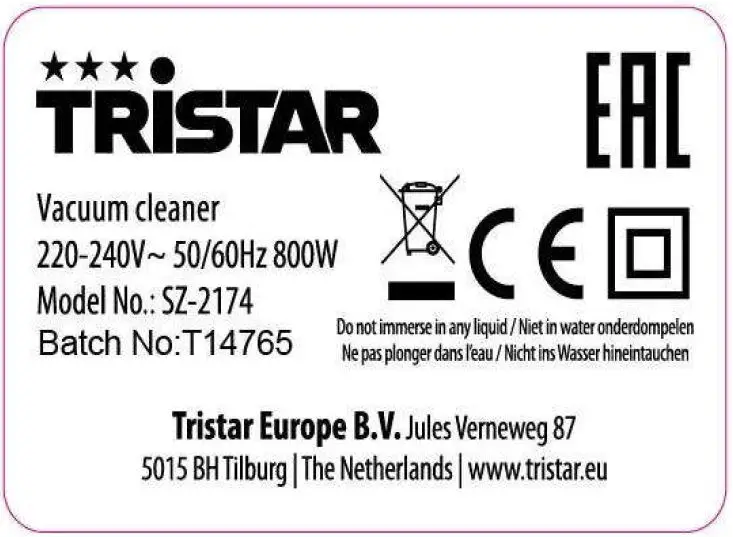 Tristar-SZ-2174-Cyclone-Vacuum-Cleaner-sticker