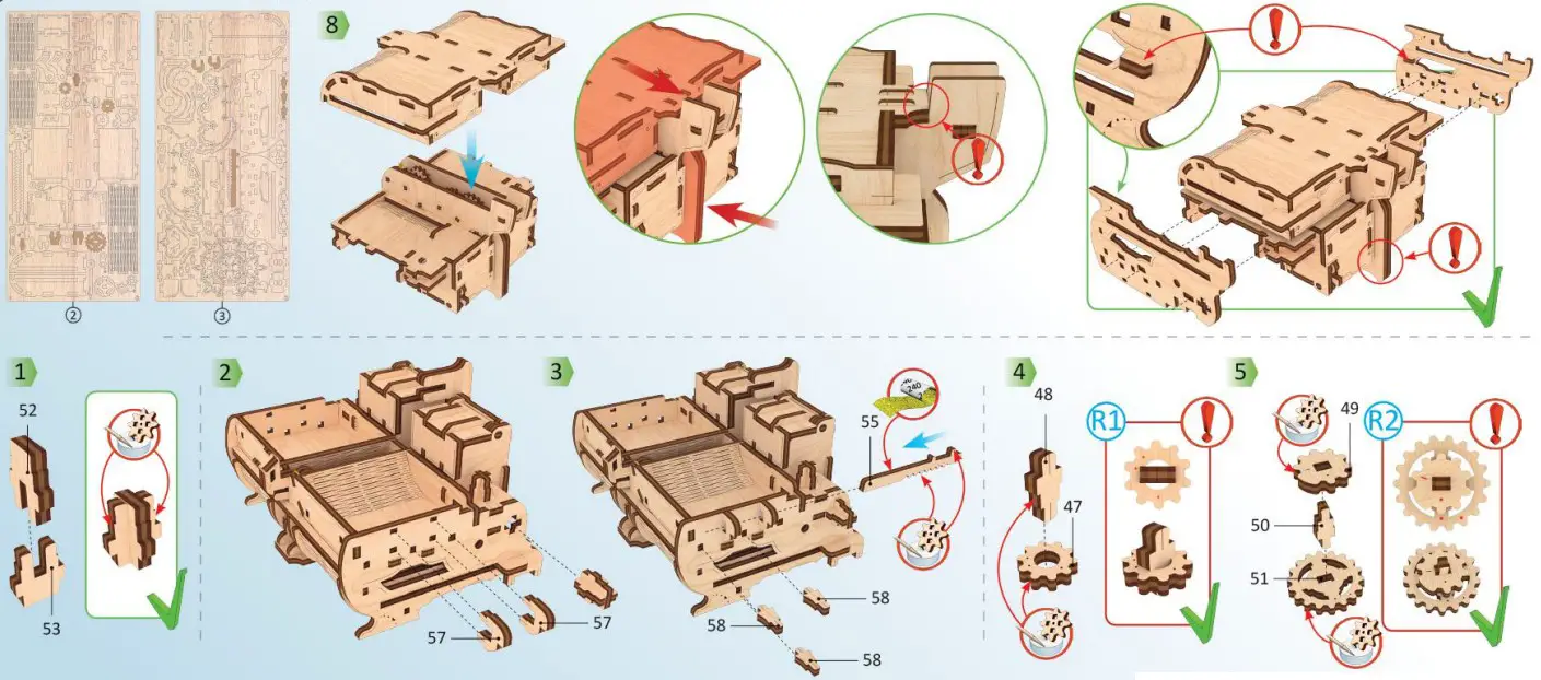 UGEARS 70089 3D DIY Wooden Puzzle Box - parts14