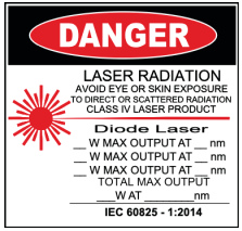 UNITY LASERS RAW 3 FB4 Laser Light Show Fixture - PRODUCT SAFETY LABELS 1
