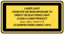 UNITY LASERS RAW 3 FB4 Laser Light Show Fixture - PRODUCT SAFETY LABELS 6