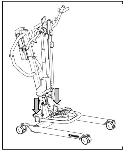 VERMEIREN Albatros II Electric Stander with Harness - Attach the footplate with the hooks to the chassis
