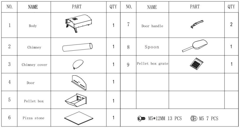 VEVOR 12 Outdoor Pizza Oven - Parts