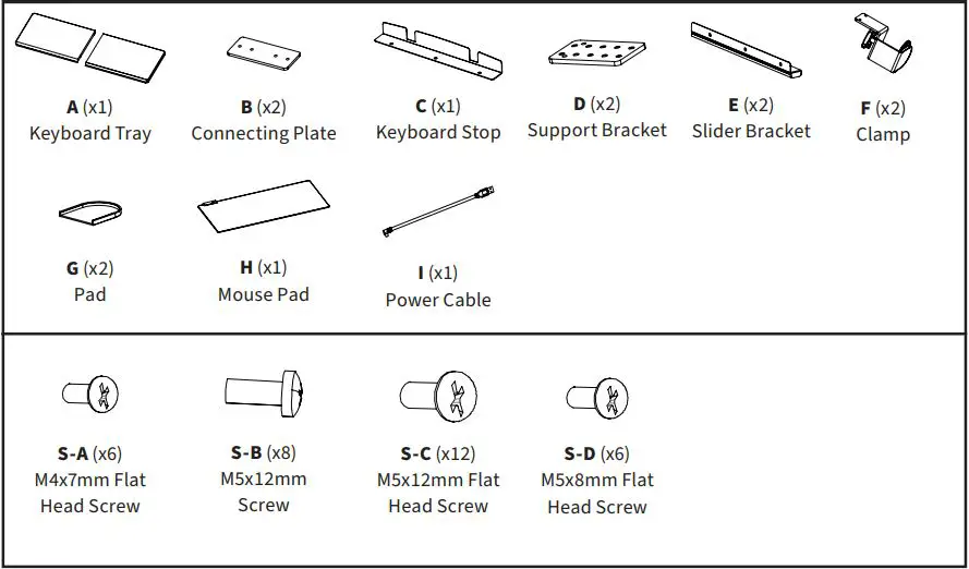 VIVO-MOUNT-KB05GP-W-Clamp-On-Height-Adjustable-Keyboard-Tray-with-RGB-Pad-fig-3