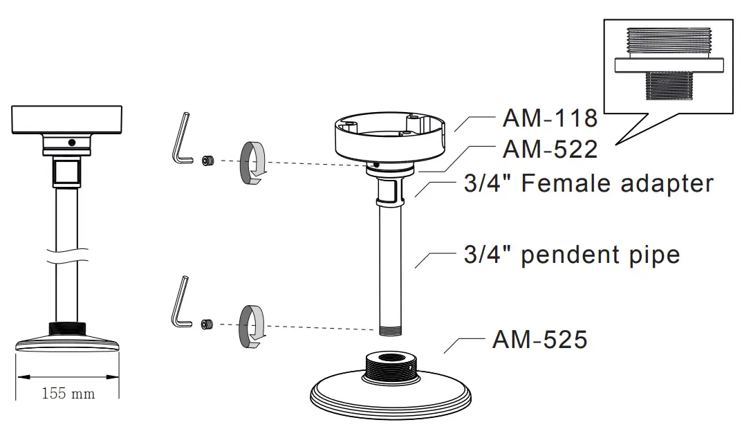 VIVOTEK AM 525 Mounting Adapter - NPT Pipe