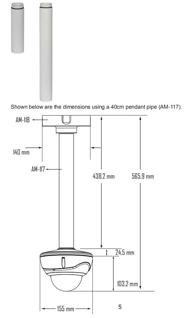 VIVOTEK AM 525 Mounting Adapter - Pendant Pipe