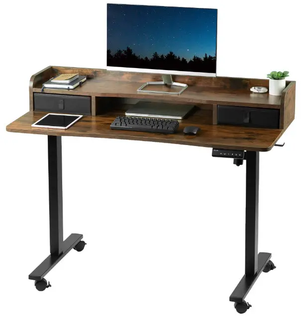 VIVOTEK DESK-E-Y48SW Electric 2 Tier Height Adjustable Stand Up Desk