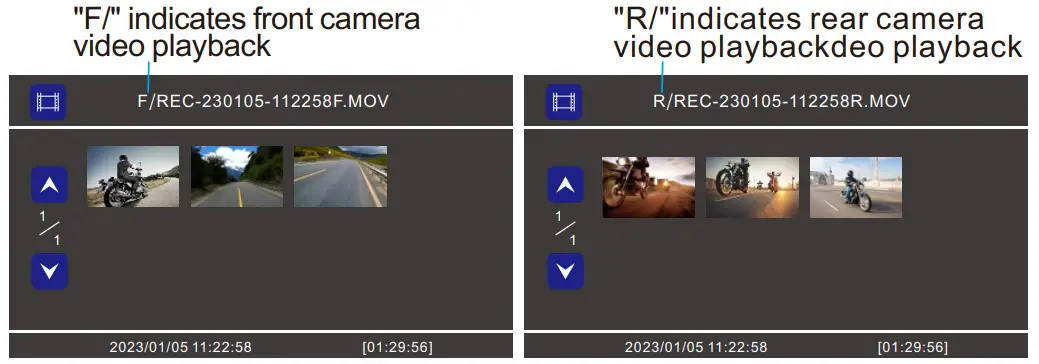 VSYSTO F4 5 Pro WiFi Motorcycle Dash Cam - Images Information and Menu Description 3