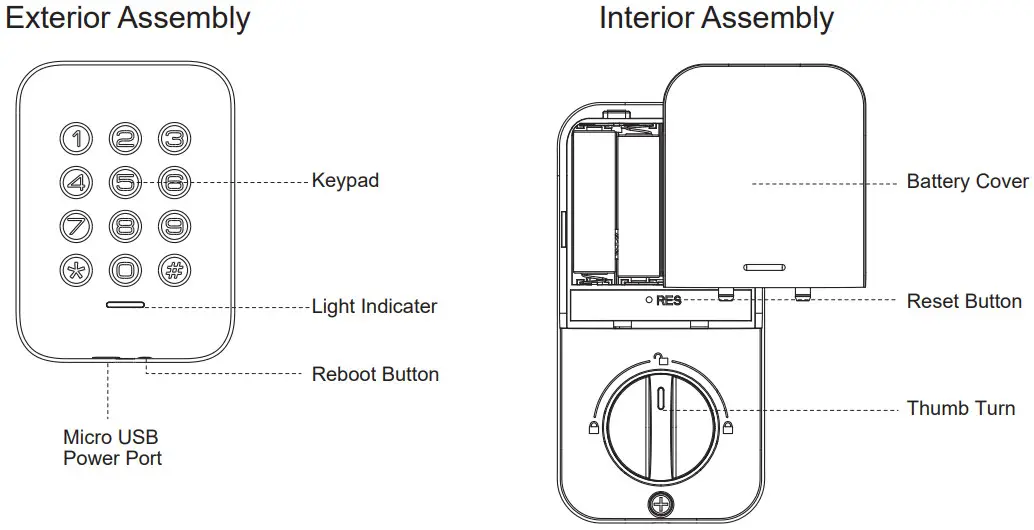 Veise VS01 Keyless Entry Door Lock - Assembly 1