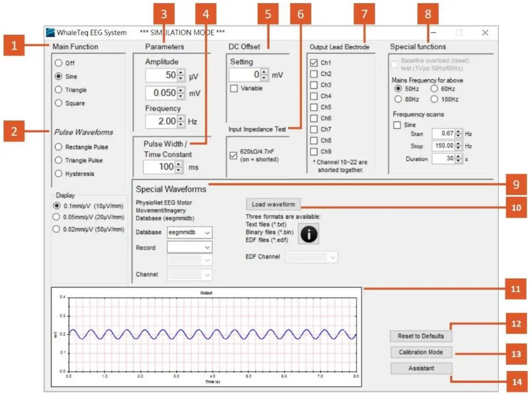 WHALETEQ SEEG 100 Single Channel EEG Test System - Main screen