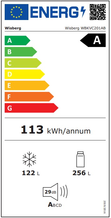 WISBERG WBKVC201AB Fridge Freezer Combination - Symbol 3